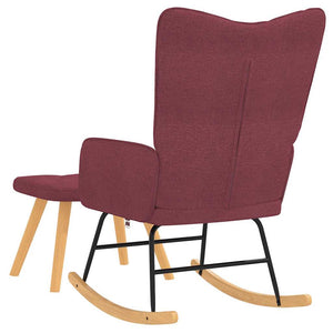 Weinroter Schaukelstuhl mit Hocker