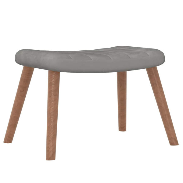 Hellgrauer Samt Relaxsessel mit Hocker