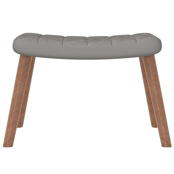 Hellgrauer Samt Relaxsessel mit Hocker