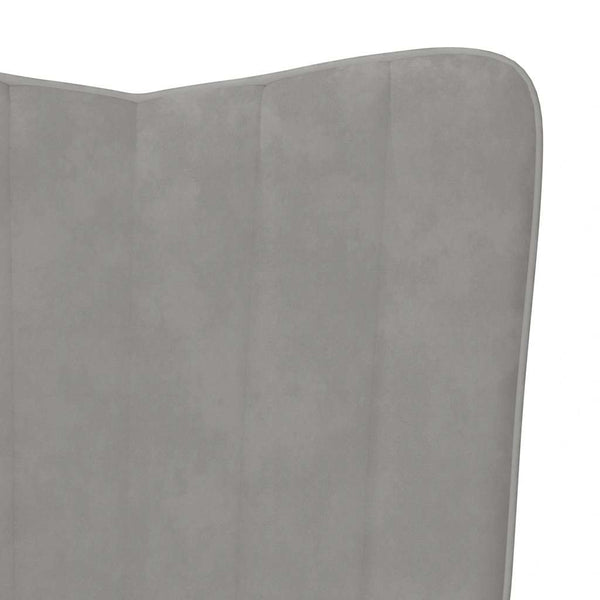 Hellgrauer Samt Relaxsessel mit Hocker