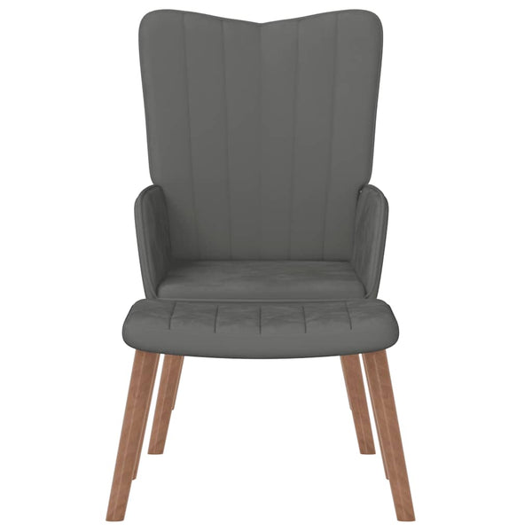 Dunkelgrauer Samt Relaxsessel mit Hocker