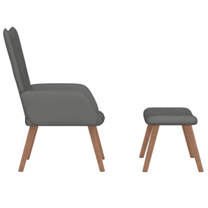 Dunkelgrauer Samt Relaxsessel mit Hocker