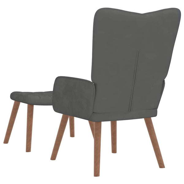 Dunkelgrauer Samt Relaxsessel mit Hocker