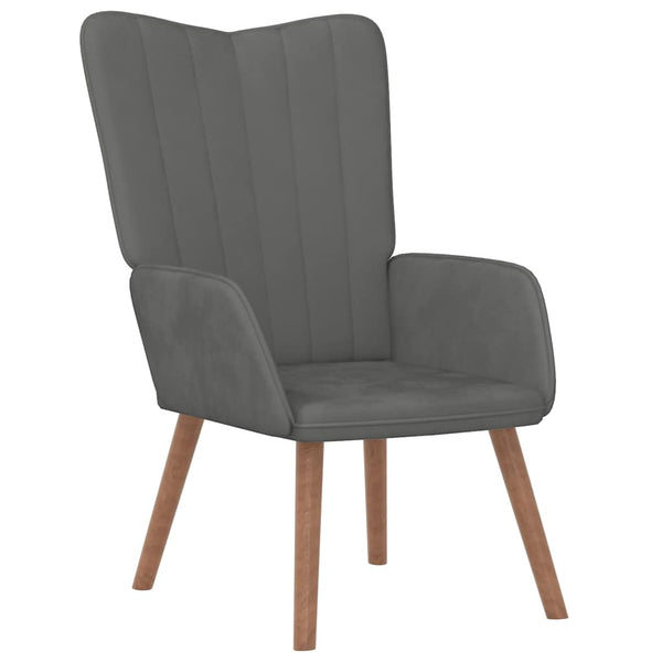 Dunkelgrauer Samt Relaxsessel mit Hocker