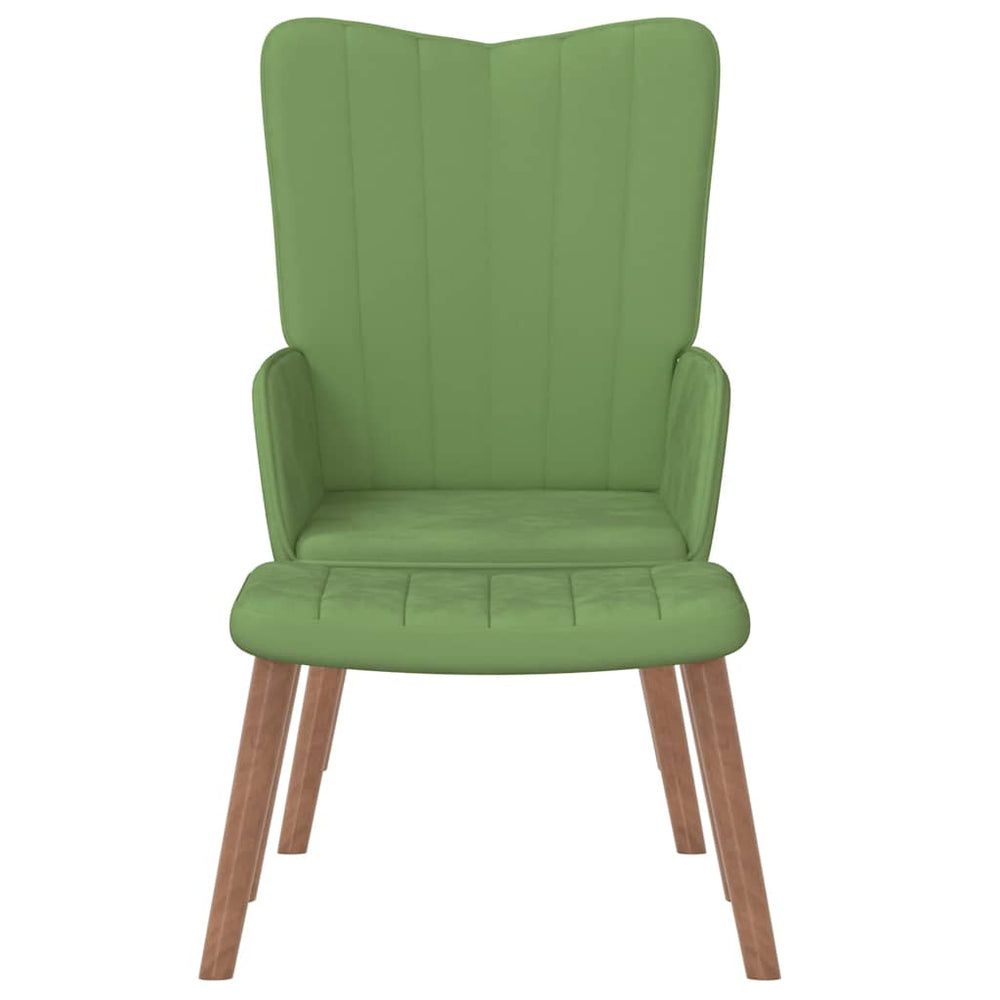 Sessel mit Hocker Hellgrün Samt