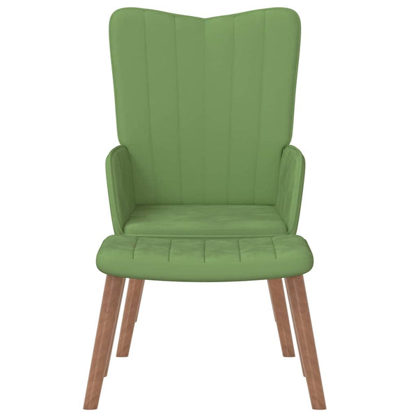 Sessel mit Hocker Hellgrün Samt
