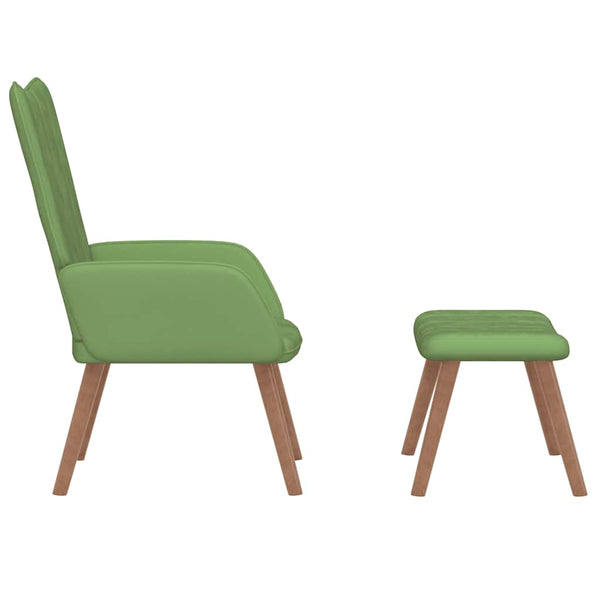 Sessel mit Hocker Hellgrün Samt
