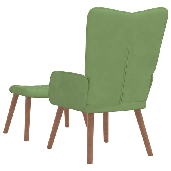 Sessel mit Hocker Hellgrün Samt