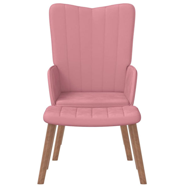 vidaXL Recliner with Footrest Pink Velvet