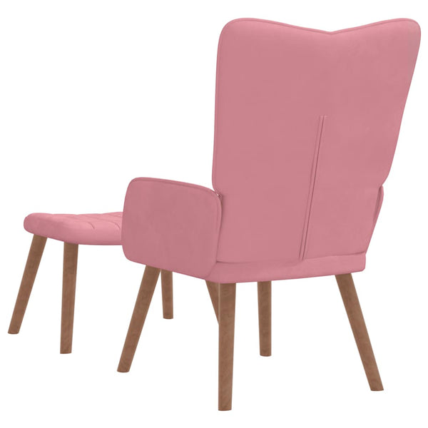 vidaXL Recliner with Footrest Pink Velvet