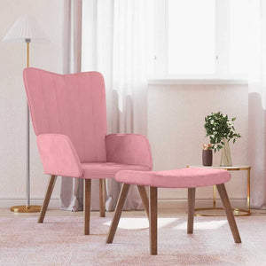 vidaXL Recliner with Footrest Pink Velvet