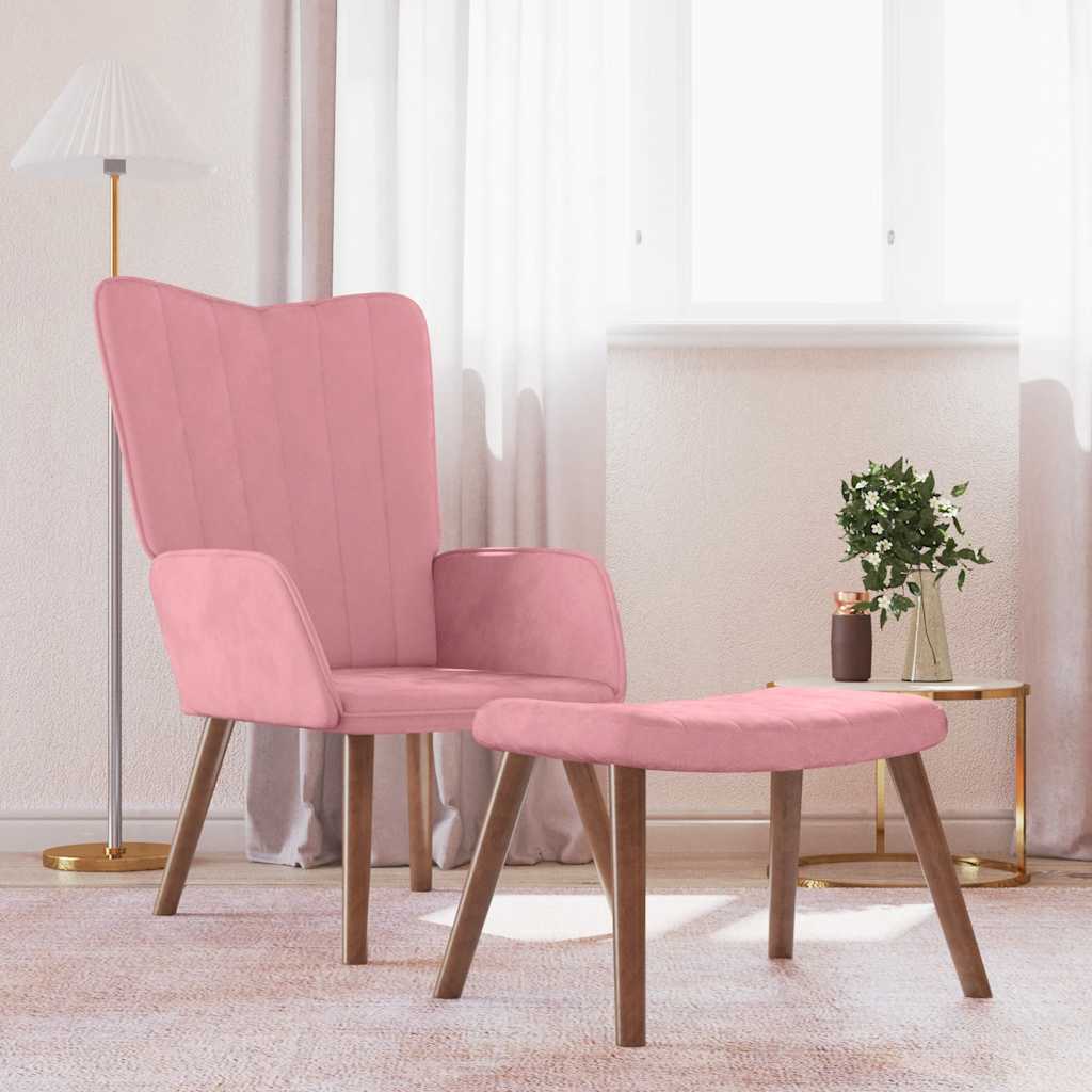 vidaXL Recliner with Footrest Pink Velvet