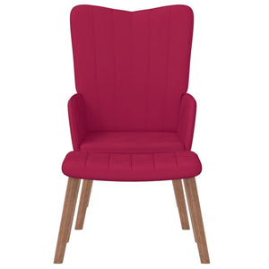Weinroter Samt Relaxsessel mit Hocker