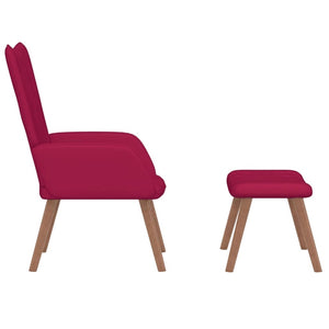 Weinroter Samt Relaxsessel mit Hocker