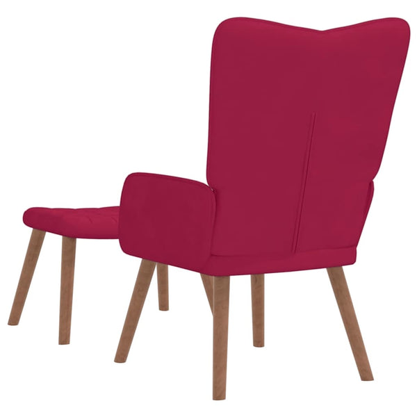 Weinroter Samt Relaxsessel mit Hocker