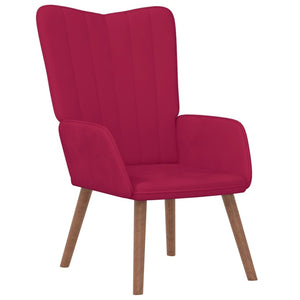 Weinroter Samt Relaxsessel mit Hocker