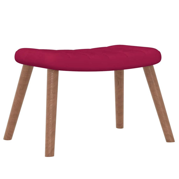 Weinroter Samt Relaxsessel mit Hocker