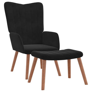 Schwarzer Samt Relaxsessel mit Hocker