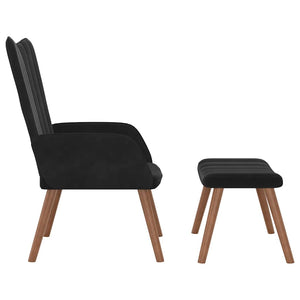 Schwarzer Samt Relaxsessel mit Hocker