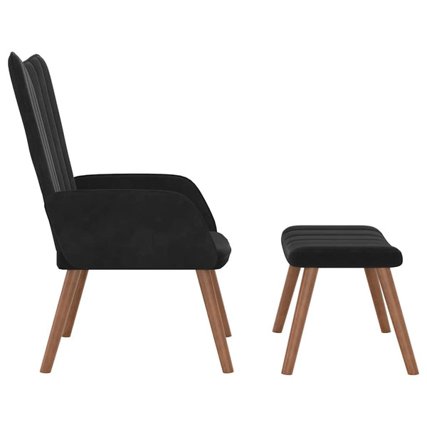 Schwarzer Samt Relaxsessel mit Hocker