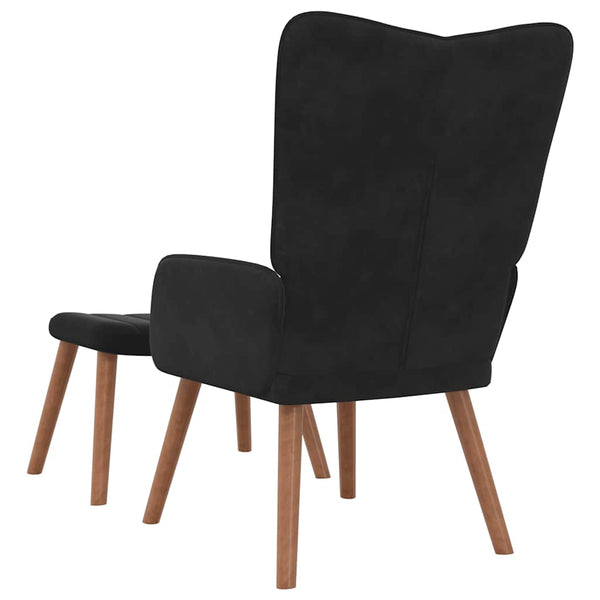Schwarzer Samt Relaxsessel mit Hocker