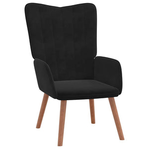 Schwarzer Samt Relaxsessel mit Hocker
