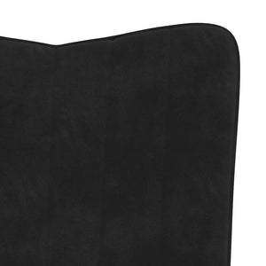 Schwarzer Samt Relaxsessel mit Hocker