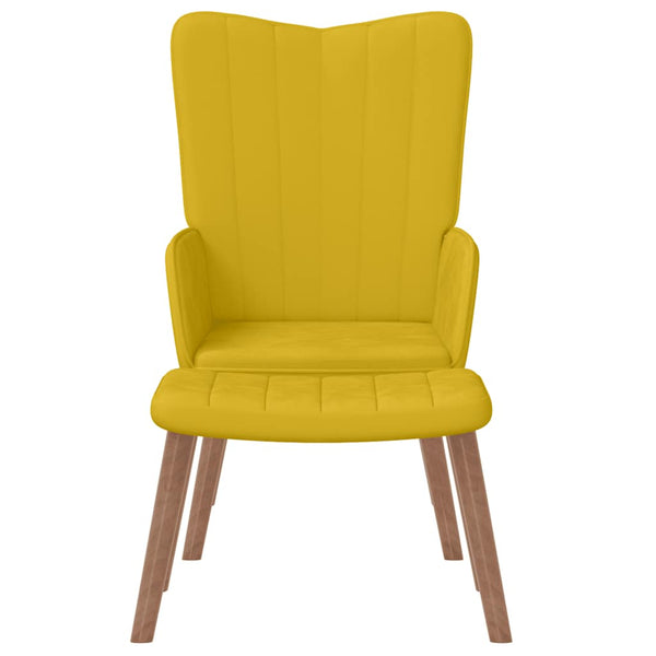 Senfgelber Samt Relaxsessel mit Hocker