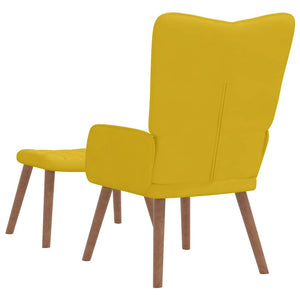 Senfgelber Samt Relaxsessel mit Hocker