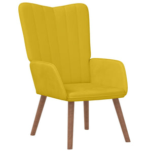 Senfgelber Samt Relaxsessel mit Hocker