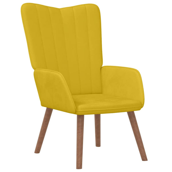 Senfgelber Samt Relaxsessel mit Hocker