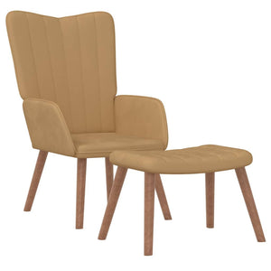 Relaxstuhl mit Hocker Braun Samt
