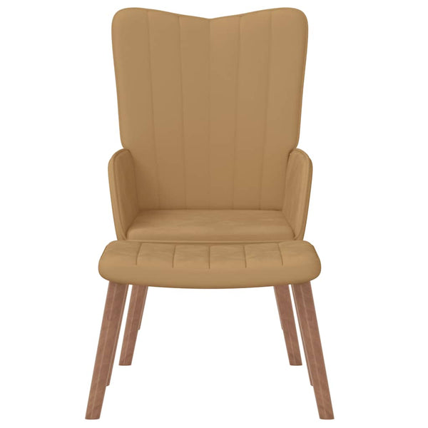 Relaxstuhl mit Hocker Braun Samt