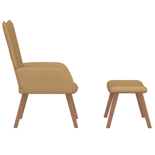 Relaxstuhl mit Hocker Braun Samt