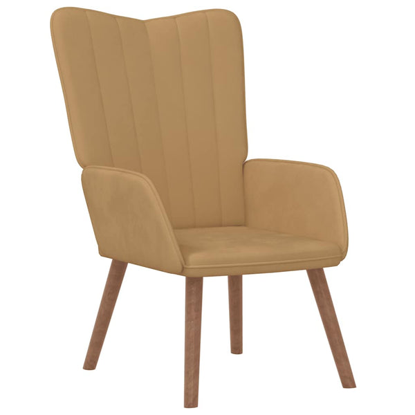 Relaxstuhl mit Hocker Braun Samt