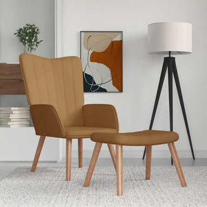 Relaxstuhl mit Hocker Braun Samt