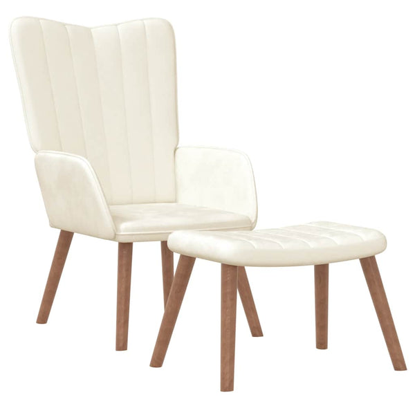 Relaxsessel Cremeweiß mit Hocker Samt