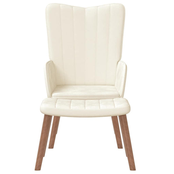Relaxsessel Cremeweiß mit Hocker Samt