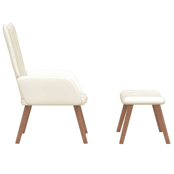 Relaxsessel Cremeweiß mit Hocker Samt