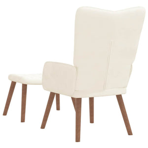 Relaxsessel Cremeweiß mit Hocker Samt