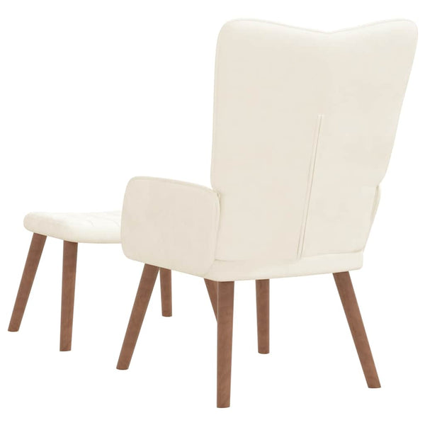 Relaxsessel Cremeweiß mit Hocker Samt