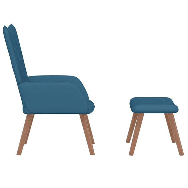 vidaXL Fauteuil relax avec repose-pieds Bleu velours