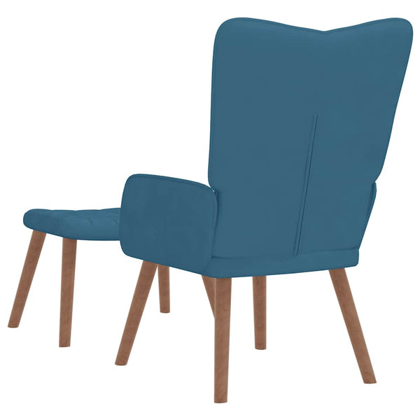 vidaXL Fauteuil relax avec repose-pieds Bleu velours