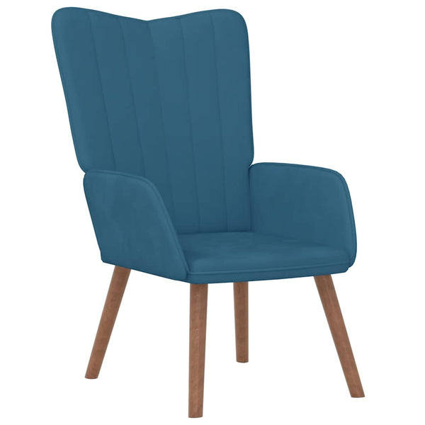 vidaXL Fauteuil relax avec repose-pieds Bleu velours