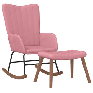 Schaukelstuhl Rosa Samt mit Hocker