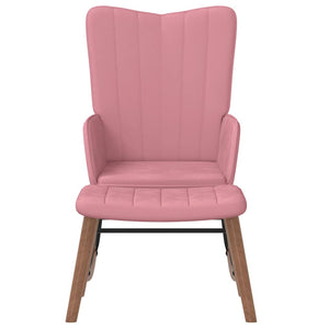 Schaukelstuhl Rosa Samt mit Hocker