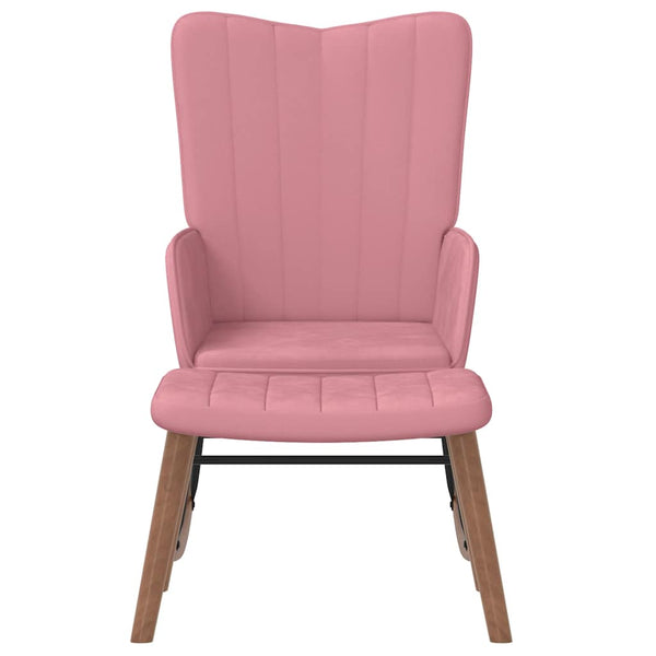 Schaukelstuhl Rosa Samt mit Hocker