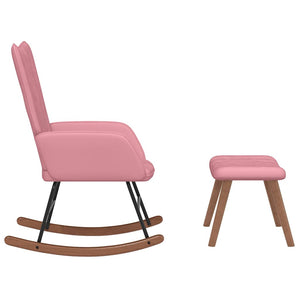 Schaukelstuhl Rosa Samt mit Hocker