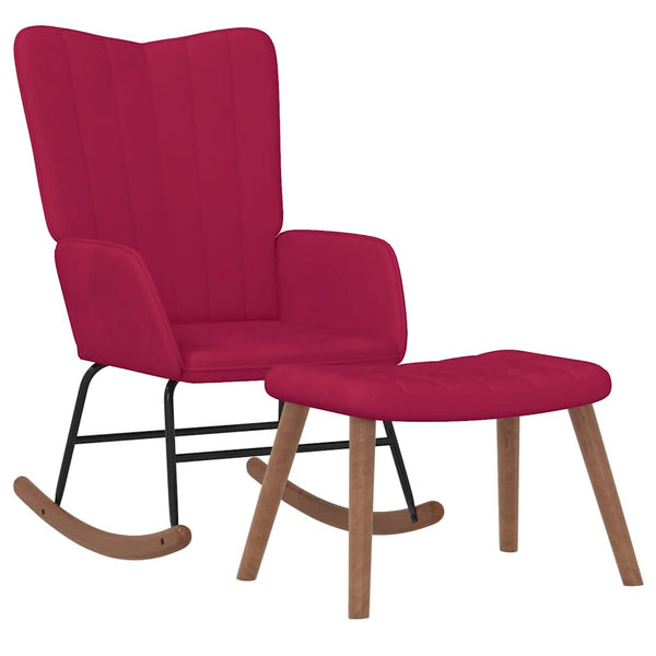vidaXL Fauteuil à bascule avec repose-pieds velours bordeaux