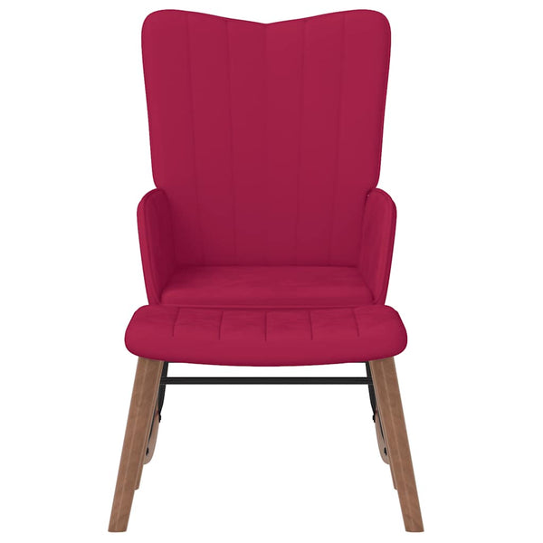 vidaXL Fauteuil à bascule avec repose-pieds velours bordeaux